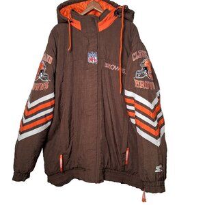 Vintage 90s Cleveland Browns NFL Pro Line Starter Puffer Jacket XL Football READ